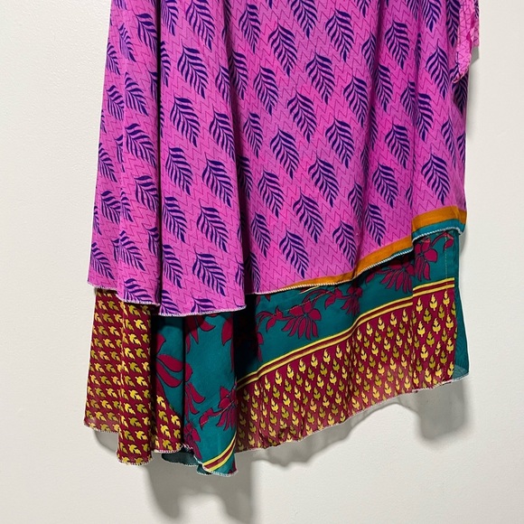 Orient Emporium Women’s Boho Floral Wrap Skirt - Pink & Teal - Size Medium - Picture 11 of 14